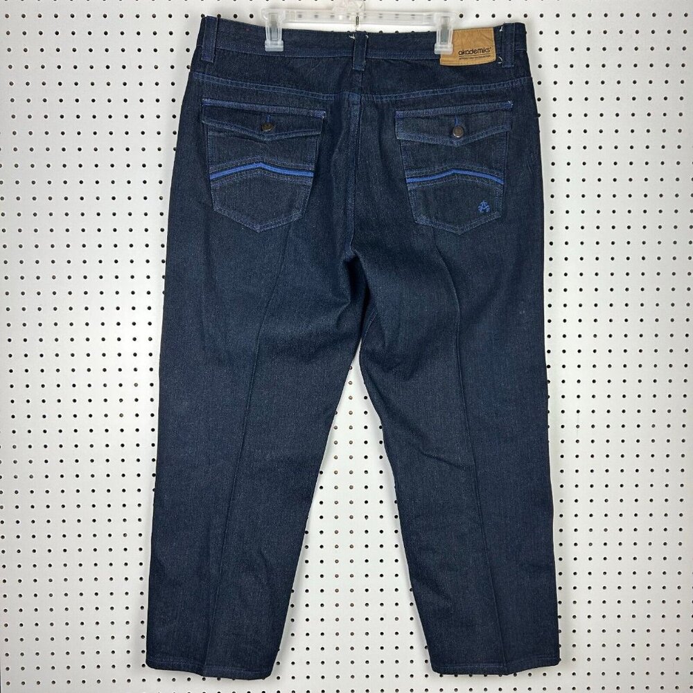 Akademiks Blue Wide Leg Denim Jeans‎ Sz 40x30 Y2K Hip Hop Streetwear Skate Baggy
